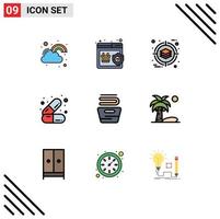 Universal Icon Symbols Group of 9 Modern Filledline Flat Colors of cleaning health shopping cosmetics product Editable Vector Design Elements