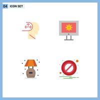 Group of 4 Modern Flat Icons Set for autism living human technical support lump Editable Vector Design Elements