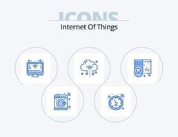 Internet Of Things Blue Icon Pack 5 Icon Design. control. cloud. monitor. cloud. iot vector