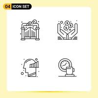 Stock Vector Icon Pack of 4 Line Signs and Symbols for gate mind dollar online coffee Editable Vector Design Elements