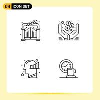 paquete de iconos de vector de stock de 4 signos y símbolos de línea para elementos de diseño de vector editables de café en línea de dólar de mente de puerta