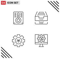 4 Universal Filledline Flat Colors Set for Web and Mobile Applications temperature gear box file computer Editable Vector Design Elements