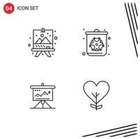 Set of 4 Modern UI Icons Symbols Signs for board business paint pollution marketing Editable Vector Design Elements