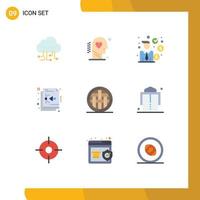 Set of 9 Modern UI Icons Symbols Signs for food file businessman vector bezier Editable Vector Design Elements