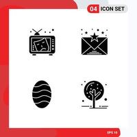 Universal Icon Symbols Group of 4 Modern Solid Glyphs of tv bread arts favourite autumn Editable Vector Design Elements