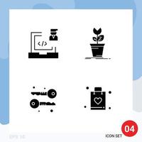 Group of Modern Solid Glyphs Set for coding plant laptop game keys Editable Vector Design Elements