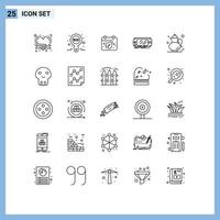 Pictogram Set of 25 Simple Lines of psp game label device calender Editable Vector Design Elements