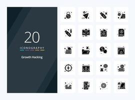 20 Hacking Solid Glyph icon for presentation vector