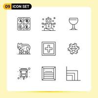 Modern Set of 9 Outlines Pictograph of question info drink help polar Editable Vector Design Elements