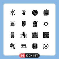 16 Thematic Vector Solid Glyphs and Editable Symbols of done check multiple tap contract scalp disease Editable Vector Design Elements