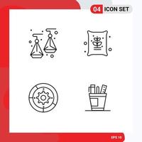 Stock Vector Icon Pack of 4 Line Signs and Symbols for earrings setup agriculture seeds process Editable Vector Design Elements