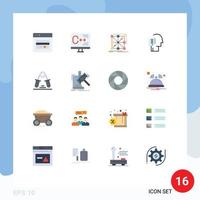 16 Universal Flat Color Signs Symbols of schedule list programming human cluster Editable Pack of Creative Vector Design Elements