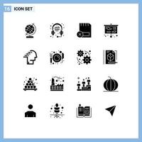 16 Universal Solid Glyphs Set for Web and Mobile Applications poll ballot devices study presentation Editable Vector Design Elements