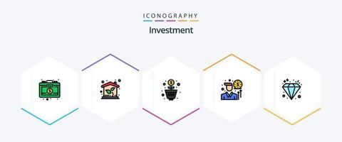 Investment 25 FilledLine icon pack including wealth. investment. profit. diamond. investment vector