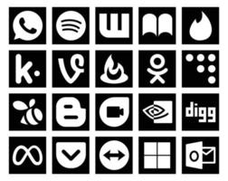 20 Social Media Icon Pack Including pocket meta odnoklassniki digg google duo vector
