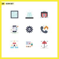Mobile Interface Flat Color Set of 9 Pictograms of pencil creative bag notification hourglass Editable Vector Design Elements