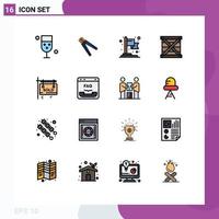 Flat Color Filled Line Pack of 16 Universal Symbols of development coding crimping box business Editable Creative Vector Design Elements
