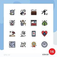 16 Creative Icons Modern Signs and Symbols of charity security advertisment key boundary Editable Creative Vector Design Elements