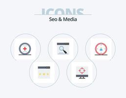 seo y media flat icon pack 5 diseño de iconos. buscar. optimizar. apuntando medios de comunicación. ux vector