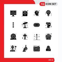 Pack of 16 creative Solid Glyphs of robotics electronics fast artificial intelligence process Editable Vector Design Elements