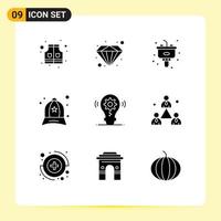 paquete de iconos de vector de stock de 9 signos y símbolos de línea para establecer elementos de diseño de vector editables de ropa de bombilla de cocina de idea