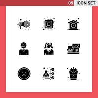 Stock Vector Icon Pack of 9 Line Signs and Symbols for female support house service avatar Editable Vector Design Elements