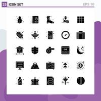 Pack of 25 creative Solid Glyphs of basic menu shose scholar avatar Editable Vector Design Elements
