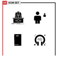 User Interface Pack of 4 Basic Solid Glyphs of game padlock master body smart phone Editable Vector Design Elements