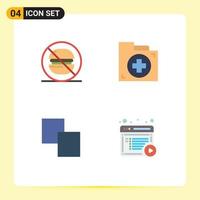 Pictogram Set of 4 Simple Flat Icons of fast clone no document layers Editable Vector Design Elements