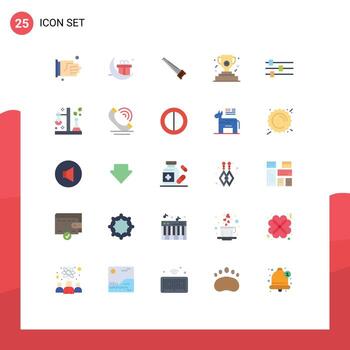 25 User Interface Flat Color Pack of modern Signs and Symbols of edit winner saw cup tools Editable Vector Design Elements