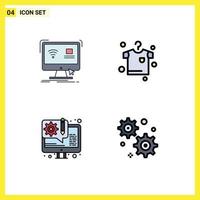 Universal Icon Symbols Group of 4 Modern Filledline Flat Colors of control development remote drying web design Editable Vector Design Elements