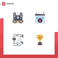 Editable Vector Line Pack of 4 Simple Flat Icons of desk search living lock optimize Editable Vector Design Elements