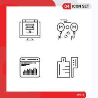 Mobile Interface Line Set of 4 Pictograms of cloud chart online mom chart Editable Vector Design Elements