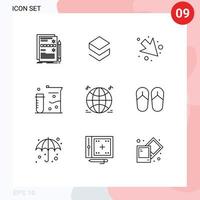 Pictogram Set of 9 Simple Outlines of music science crypto currency laboratory chemistry Editable Vector Design Elements