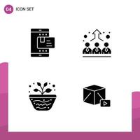 Modern Set of 4 Solid Glyphs Pictograph of ecommerce education rate employee science Editable Vector Design Elements