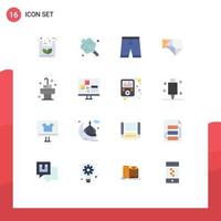 User Interface Pack of 16 Basic Flat Colors of sink message accessories mail shorts Editable Pack of Creative Vector Design Elements