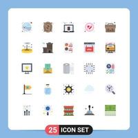 Set of 25 Modern UI Icons Symbols Signs for biology school bag laptop bag romance Editable Vector Design Elements