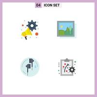 4 Universal Flat Icons Set for Web and Mobile Applications advertising ear settings image bluetooth Editable Vector Design Elements