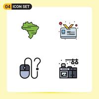 Stock Vector Icon Pack of 4 Line Signs and Symbols for brazil info card computer home Editable Vector Design Elements