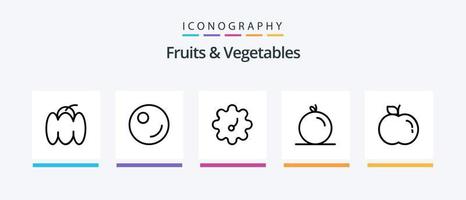 paquete de iconos de la línea 5 de frutas y verduras que incluye. vegetal .. diseño de iconos creativos vector