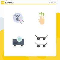 Mobile Interface Flat Icon Set of 4 Pictograms of germs device science mobile projector Editable Vector Design Elements