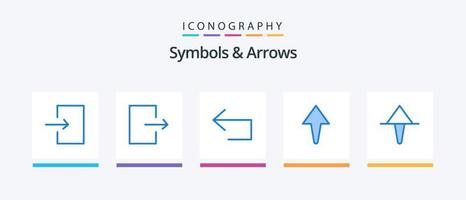 Paquete de 5 iconos azules de símbolos y flechas que incluye . izquierda. hasta. flecha. diseño de iconos creativos vector