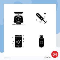 Group of 4 Solid Glyphs Signs and Symbols for implementation off scales fencing volume Editable Vector Design Elements