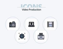 línea de producción de video lleno de icono paquete 5 diseño de icono. película . comunicación . sonido. película vector