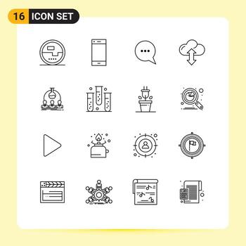 grupo de 16 esquemas modernos establecidos para elementos de diseño de vectores editables de mensaje de flecha de anillo ascendente de laboratorio