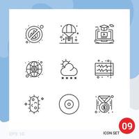 Universal Icon Symbols Group of 9 Modern Outlines of snow money degree investment hat Editable Vector Design Elements