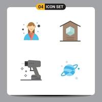 Mobile Interface Flat Icon Set of 4 Pictograms of designer stock organizer home drill Editable Vector Design Elements