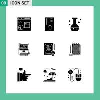 Stock Vector Icon Pack of 9 Line Signs and Symbols for document editing tube software computer Editable Vector Design Elements