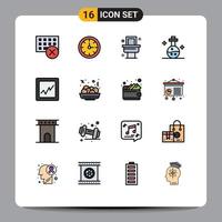 16 Creative Icons Modern Signs and Symbols of graph tube time medical flask Editable Creative Vector Design Elements