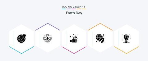 paquete de iconos de 25 glifos del día de la tierra que incluye verde. verde. tierra. medioambiente. día de la Tierra vector